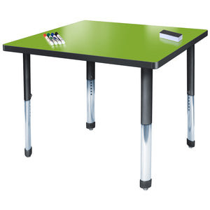Aero Dry Erase Markerboard Activity Table, 36" x 36" Square, Oval Adjustable Height Legs