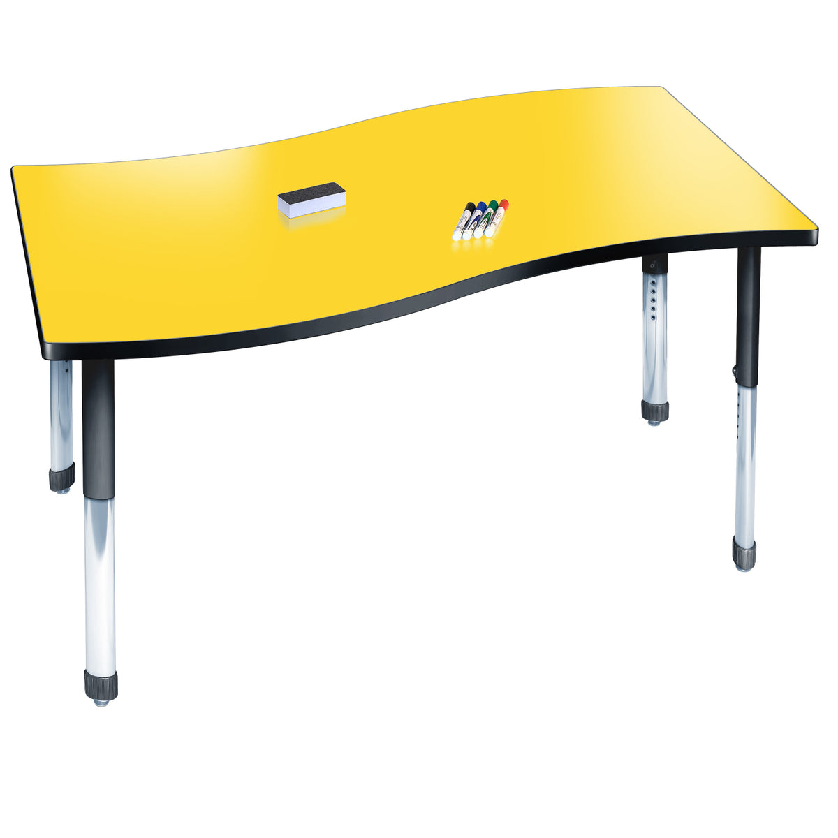Aero Dry Erase Markerboard Activity Table, 30" x 48" Surge, Oval Adjustable Height Legs