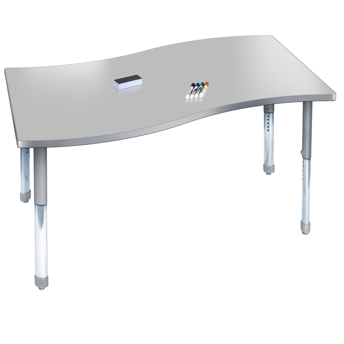 Aero Dry Erase Markerboard Activity Table, 30" x 48" Surge, Oval Adjustable Height Legs