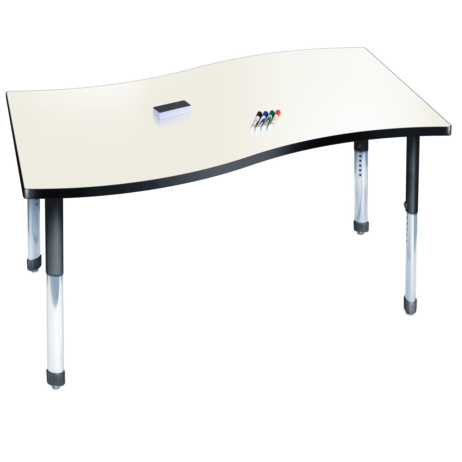 Aero Dry Erase Markerboard Activity Table, 30" x 48" Surge, Oval Adjustable Height Legs