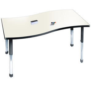 Aero Dry Erase Markerboard Activity Table, 30" x 60" Surge, Oval Adjustable Height Legs