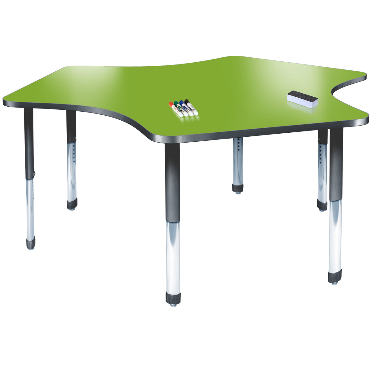 Aero Dry Erase Markerboard Activity Table, 60" x 72" Team, Oval Adjustable Height Legs