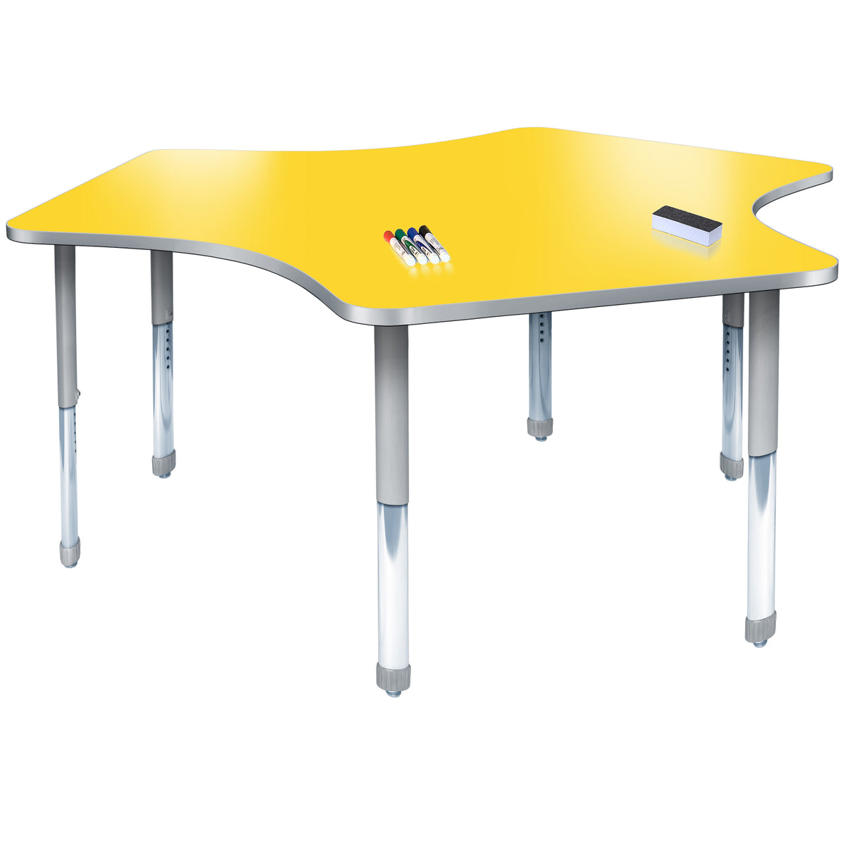 Aero Dry Erase Markerboard Activity Table, 60" x 72" Team, Oval Adjustable Height Legs