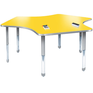 Aero Dry Erase Markerboard Activity Table, 60" x 72" Team, Oval Adjustable Height Legs