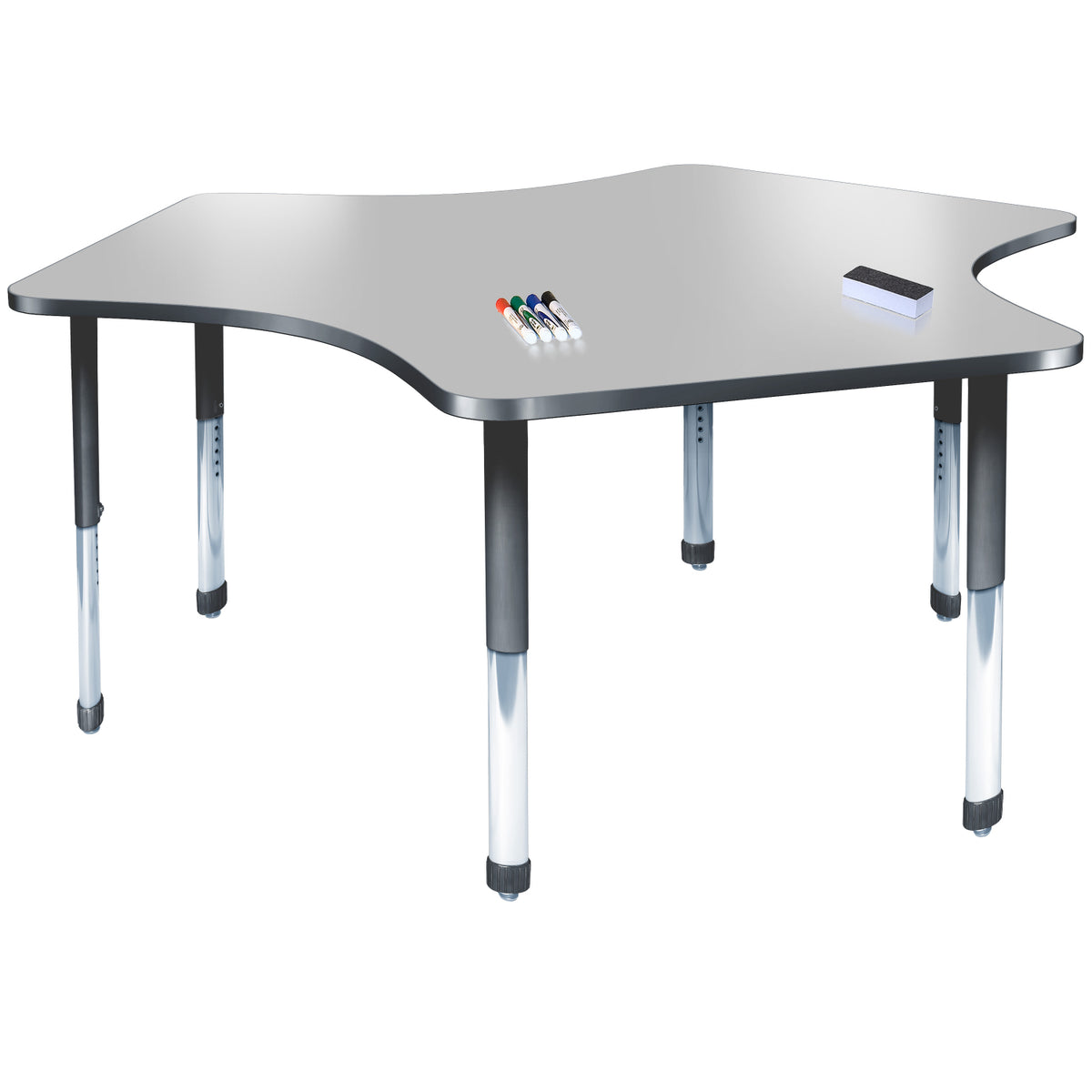 Aero Dry Erase Markerboard Activity Table, 60" x 72" Team, Oval Adjustable Height Legs