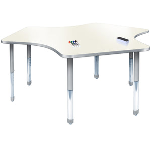 Aero Dry Erase Markerboard Activity Table, 60" x 72" Team, Oval Adjustable Height Legs