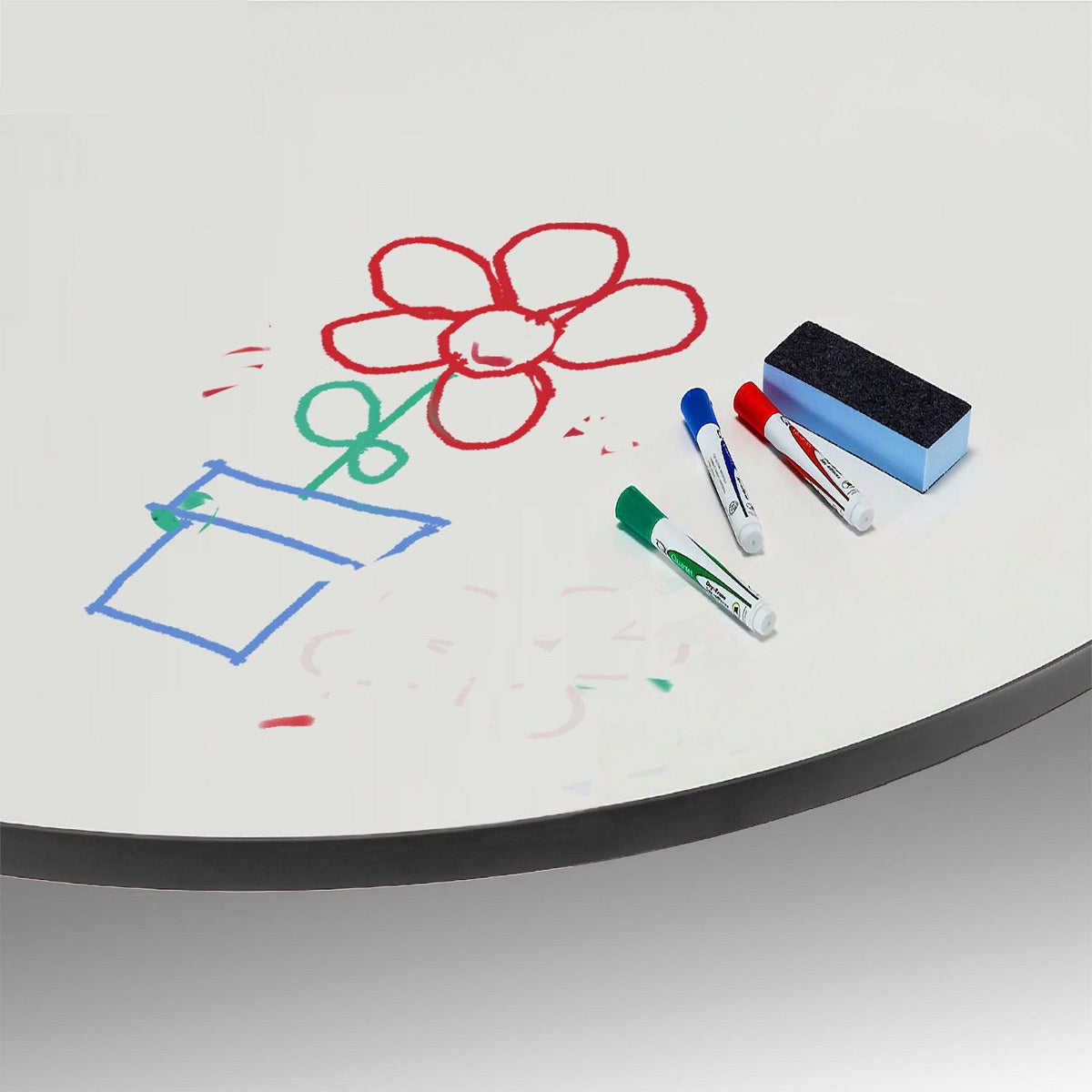Imagination Station 36" Circle Activity Table with Dry Erase Markerboard Top, Modern Classic Adjustable Height Legs