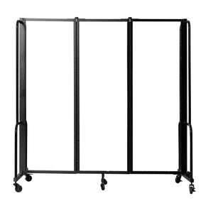 Robo Clear Acrylic Room Divider with Black Frame, 6' Height, 3 Sections