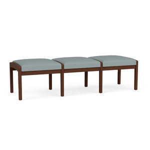 Lenox Wood Collection Reception Seating, 3 Seat Bench, Designer Fabric Upholstery, FREE SHIPPING