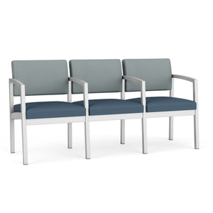 Lenox Steel Collection Reception Seating, 3 Seat Sofa with Center Arms, Healthcare Vinyl Upholstery, FREE SHIPPING