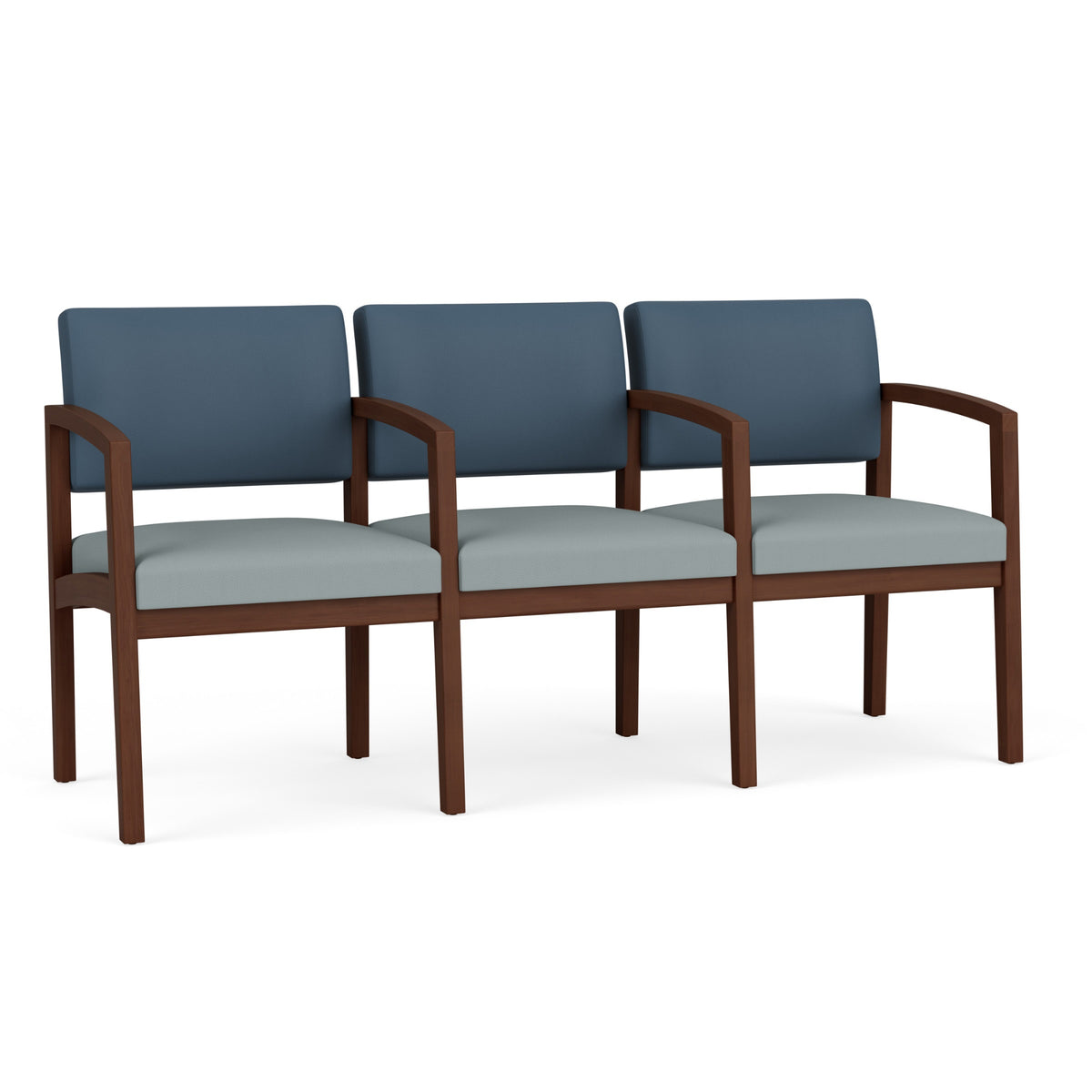 Lenox Wood Collection Reception Seating, 3 Seat Sofa with Center Arms, Standard Fabric Upholstery, FREE SHIPPING