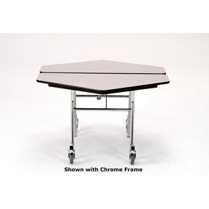 Mobile Shape Cafeteria Table, 48" Hexagon, MDF Core, Black ProtectEdge, Chrome Frame