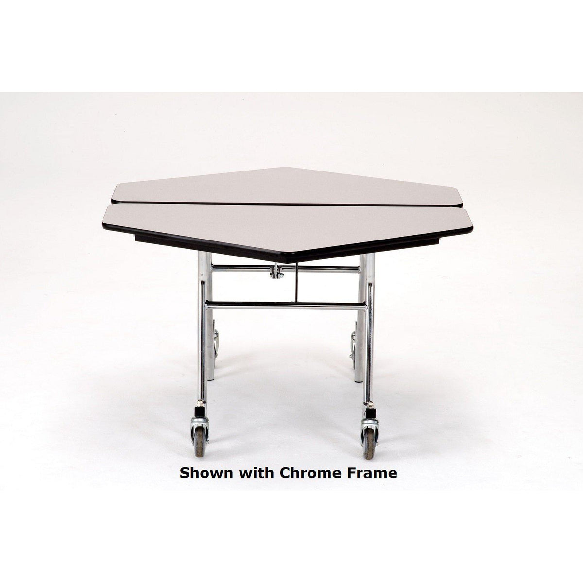 Mobile Shape Cafeteria Table, 48" Hexagon, MDF Core, Black ProtectEdge, Textured Black Frame