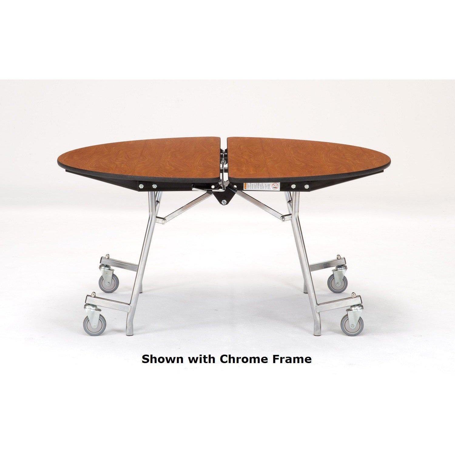 Mobile Shape Cafeteria Table, 48" Round, Plywood Core, Vinyl T-Mold Edge, Chrome Frame