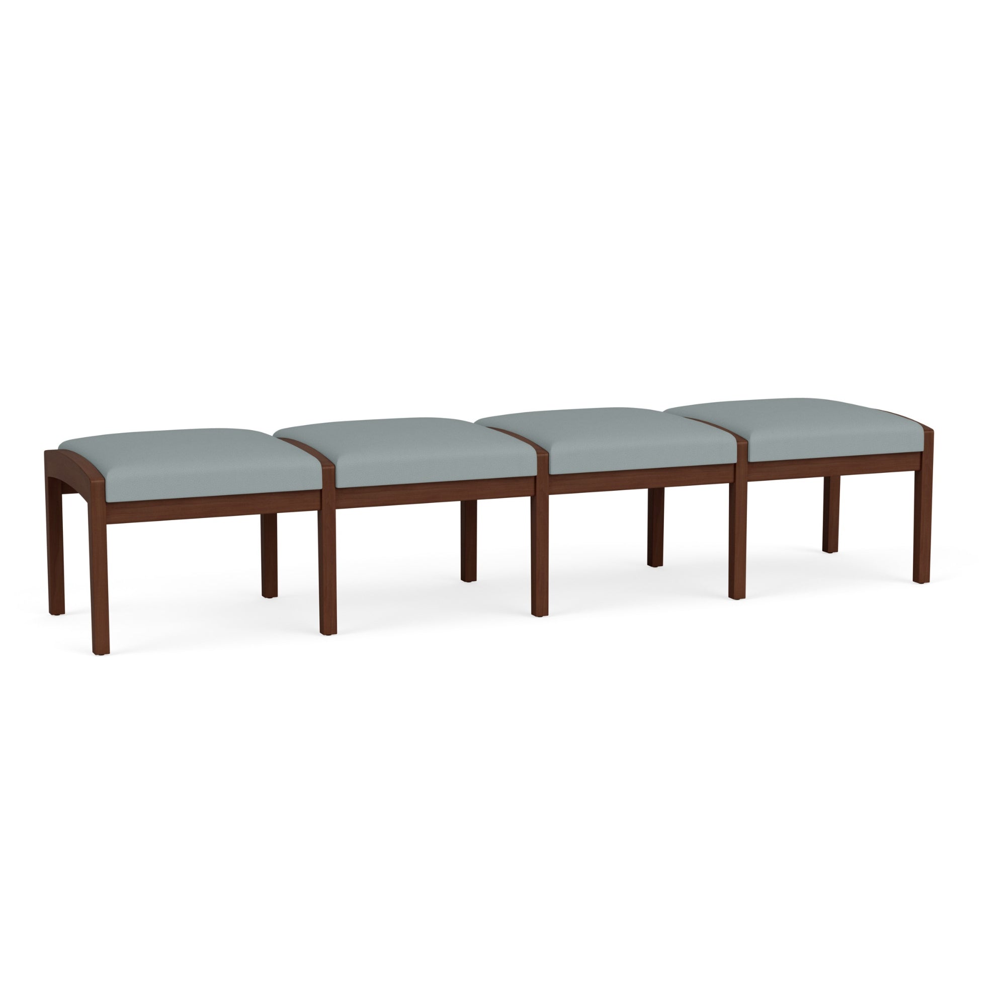 Lenox Wood Collection Reception Seating, 4 Seat Bench, Designer Fabric Upholstery, FREE SHIPPING