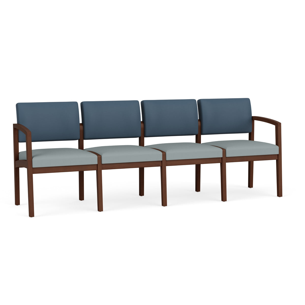 Lenox Wood Collection Reception Seating, 4 Seat Sofa, Designer Fabric Upholstery, FREE SHIPPING