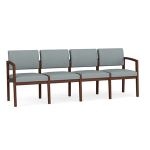 Lenox Wood Collection Reception Seating, 4 Seat Sofa, Designer Fabric Upholstery, FREE SHIPPING