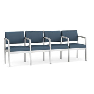 Lenox Steel Collection Reception Seating, 4 Seat Sofa with Center Arms, Healthcare Vinyl Upholstery, FREE SHIPPING