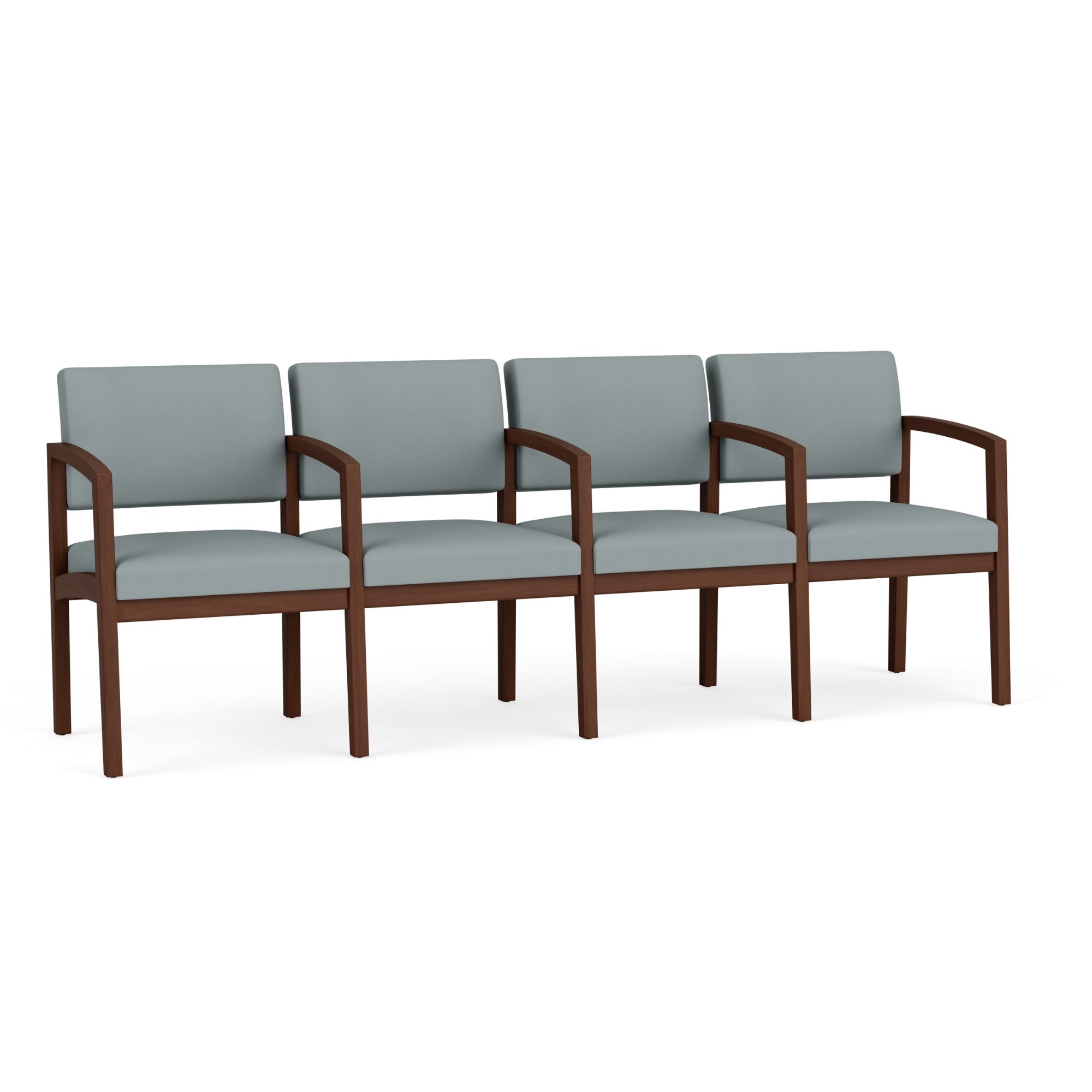 Lenox Wood Collection Reception Seating, 4 Seat Sofa with Center Arms, Standard Vinyl Upholstery, FREE SHIPPING
