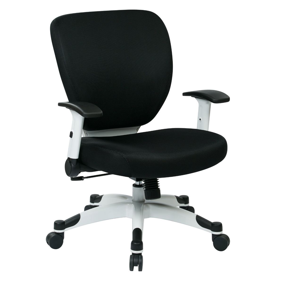 Pulsar Series White Frame Finish Manager's Chair with Padded Mesh Seat and Back, Height Adjustable Flip Arms and White Coated Nylon Base
