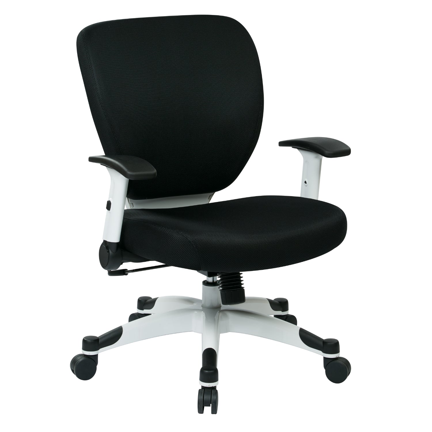Pulsar Series White Frame Finish Manager's Chair with Padded Mesh Seat and Back, Height Adjustable Flip Arms and White Coated Nylon Base