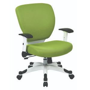 Pulsar Series White Frame Finish Manager's Chair with Padded Mesh Seat and Back, Height Adjustable Flip Arms and White Coated Nylon Base