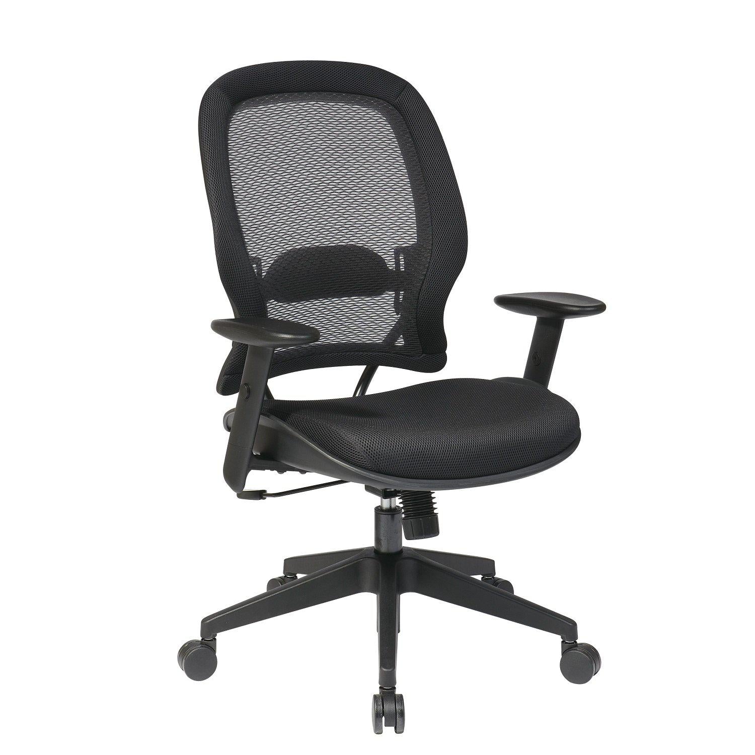 Office Star Black Deluxe R2 SpaceGrid Back Chair with Memory Foam Mesh