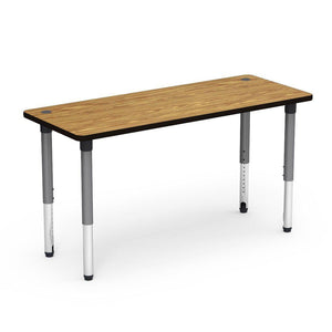 5700 Series Technology Tables, 24" - 32" Adjustable Height-Tables-24" x 60"-Silver Mist-Medium Oak with Char Black Edge Banding