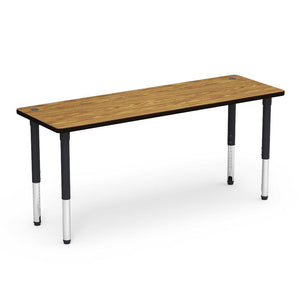 5700 Series Technology Tables, 24" - 32" Adjustable Height-Tables-24" x 72"-Char Black-Medium Oak with Char Black Edge Banding