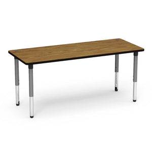 5700 Series Technology Tables, 24" - 32" Adjustable Height-Tables-30" x 72"-Silver Mist-Medium Oak with Char Black Edge Banding