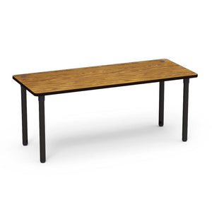 5700 Series Technology Tables, 30" Fixed Height-Tables-30" x 72"-Char Black-Medium Oak with Char Black Edge Banding