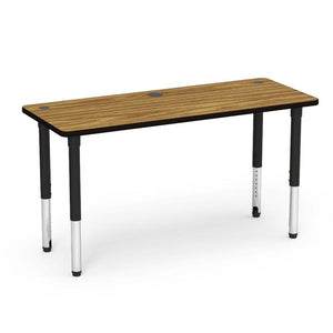 5700 Series Technology Tables with Power Management, 24" - 32" Adjustable Height-Tables-24" x 60"-Char Black-Medium Oak with Char Black Edge Banding