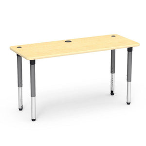 5700 Series Technology Tables with Power Management, 24" - 32" Adjustable Height-Tables-24" x 60"-Silver Mist-Fusion Maple with Fusion Maple Edge Banding