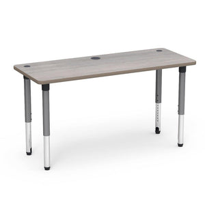 5700 Series Technology Tables with Power Management, 24" - 32" Adjustable Height-Tables-24" x 60"-Silver Mist-Looks Likatre with Adobe Edge Banding