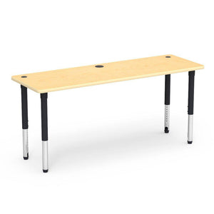 5700 Series Technology Tables with Power Management, 24" - 32" Adjustable Height-Tables-24" x 72"-Char Black-Fusion Maple with Fusion Maple Edge Banding