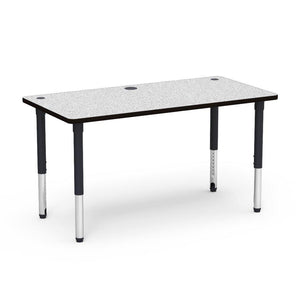 5700 Series Technology Tables with Power Management, 24" - 32" Adjustable Height-Tables-24" x 72"-Char Black-Grey Nebula with Char Black Edge Banding