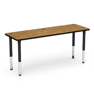 5700 Series Technology Tables with Power Management, 24" - 32" Adjustable Height-Tables-24" x 72"-Char Black-Medium Oak with Char Black Edge Banding
