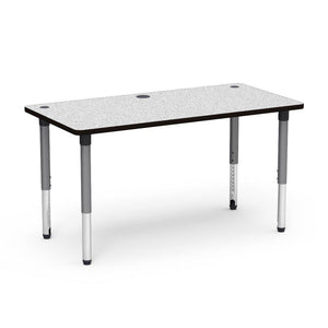 5700 Series Technology Tables with Power Management, 24" - 32" Adjustable Height-Tables-24" x 72"-Silver Mist-Grey Nebula with Char Black Edge Banding