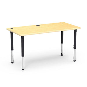 5700 Series Technology Tables with Power Management, 24" - 32" Adjustable Height-Tables-30" x 60"-Char Black-Fusion Maple with Fusion Maple Edge Banding