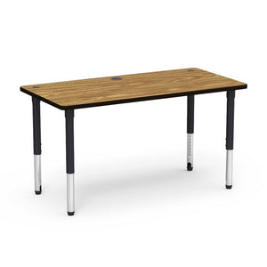5700 Series Technology Tables with Power Management, 24" - 32" Adjustable Height-Tables-30" x 60"-Char Black-Medium Oak with Char Black Edge Banding