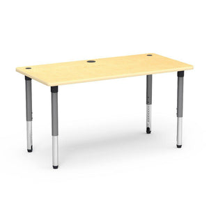 5700 Series Technology Tables with Power Management, 24" - 32" Adjustable Height-Tables-30" x 60"-Silver Mist-Fusion Maple with Fusion Maple Edge Banding