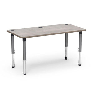 5700 Series Technology Tables with Power Management, 24" - 32" Adjustable Height-Tables-30" x 60"-Silver Mist-Looks Likatre with Adobe Edge Banding