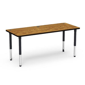 5700 Series Technology Tables with Power Management, 24" - 32" Adjustable Height-Tables-30" x 72"-Char Black-Medium Oak with Char Black Edge Banding