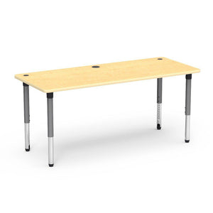 5700 Series Technology Tables with Power Management, 24" - 32" Adjustable Height-Tables-30" x 72"-Silver Mist-Fusion Maple with Fusion Maple Edge Banding