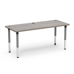 5700 Series Technology Tables with Power Management, 24" - 32" Adjustable Height-Tables-30" x 72"-Silver Mist-Looks Likatre with Adobe Edge Banding