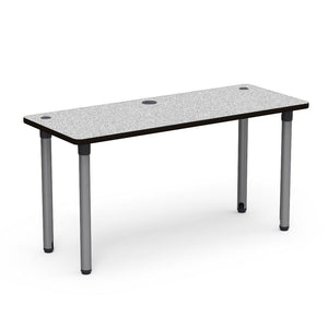 5700 Series Technology Tables with Power Management, 30" Fixed Height-Tables-24" x 60"-Silver Mist-Grey Nebula with Char Black Edge Banding