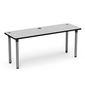 5700 Series Technology Tables with Power Management, 30" Fixed Height-Tables-24" x 72"-Silver Mist-Grey Nebula with Char Black Edge Banding