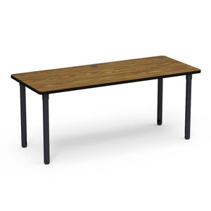 5700 Series Technology Tables with Power Management, 30" Fixed Height-Tables-30" x 72"-Char Black-Medium Oak with Char Black Edge Banding