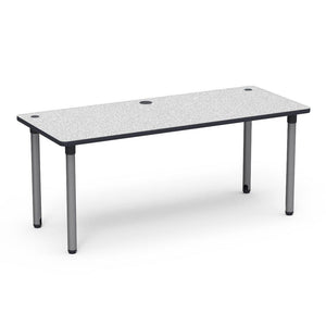 5700 Series Technology Tables with Power Management, 30" Fixed Height-Tables-30" x 72"-Silver Mist-Grey Nebula with Char Black Edge Banding