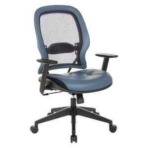 Dark Air Grid® Back Manager's Chair with Antimicrobial Upholstered Seat, Angled Adjustable Height Arms, Adjustable Lumbar Support and Angled Nylon Base
